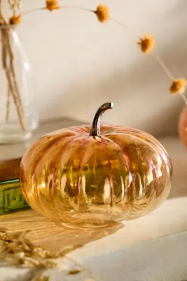 Glass Pumpkin 7" - Orange by Anthropologie, alternate view