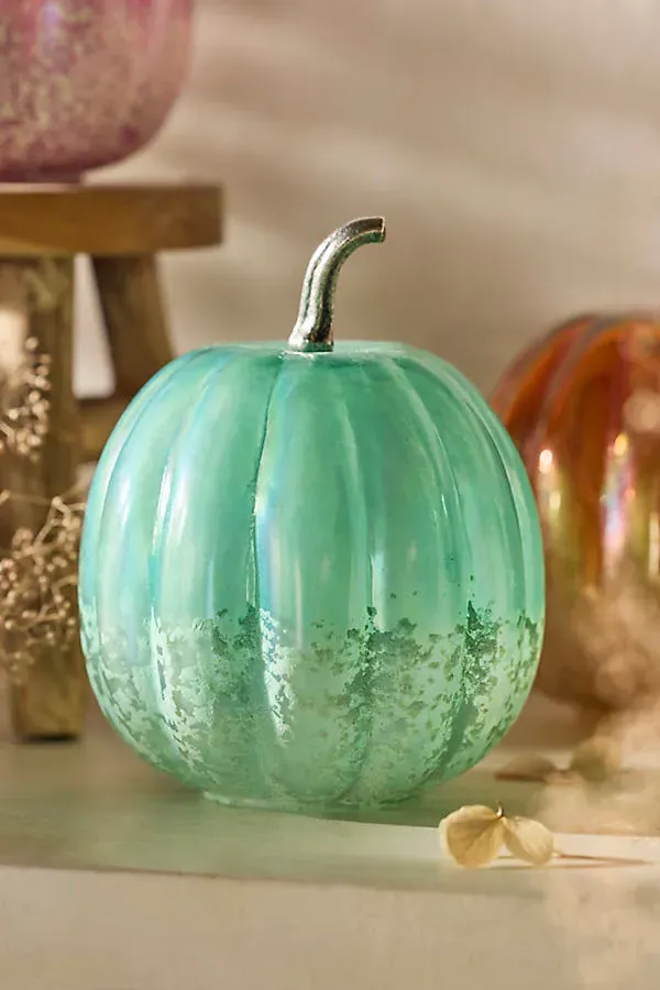 Glass Pumpkin, Medium - Blue, Glass by Anthropologie