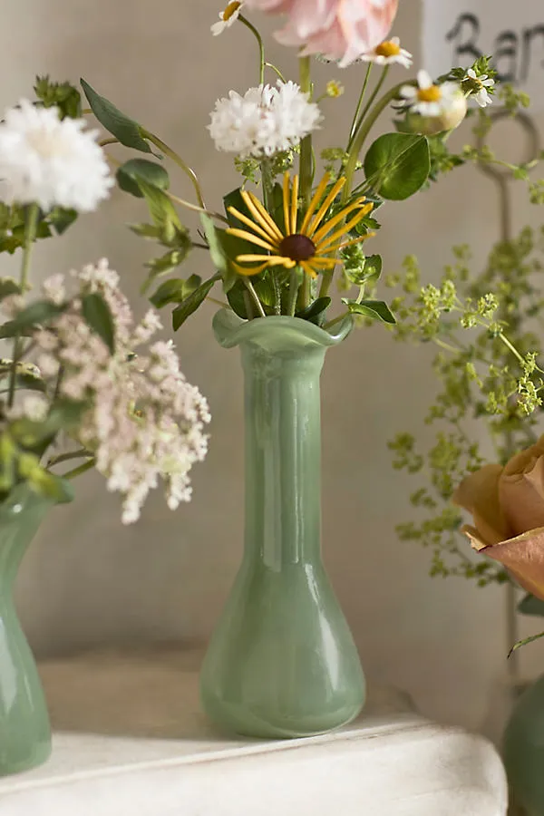 Glass Ruffle Bud Vases Set of 3 - Green, Glass by Anthropologie, alternate view