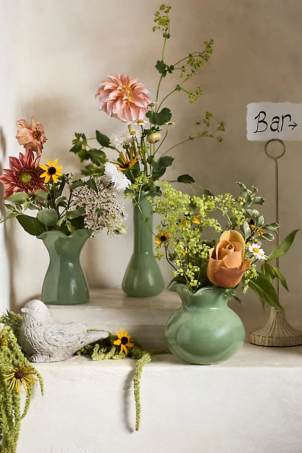 Glass Ruffle Bud Vases Set of 3 - Green, Glass by Anthropologie