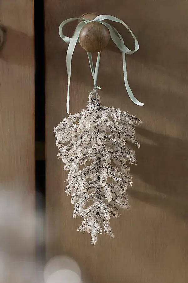 Glittery Wire Pinecone Ornament - Silver by Anthropologie