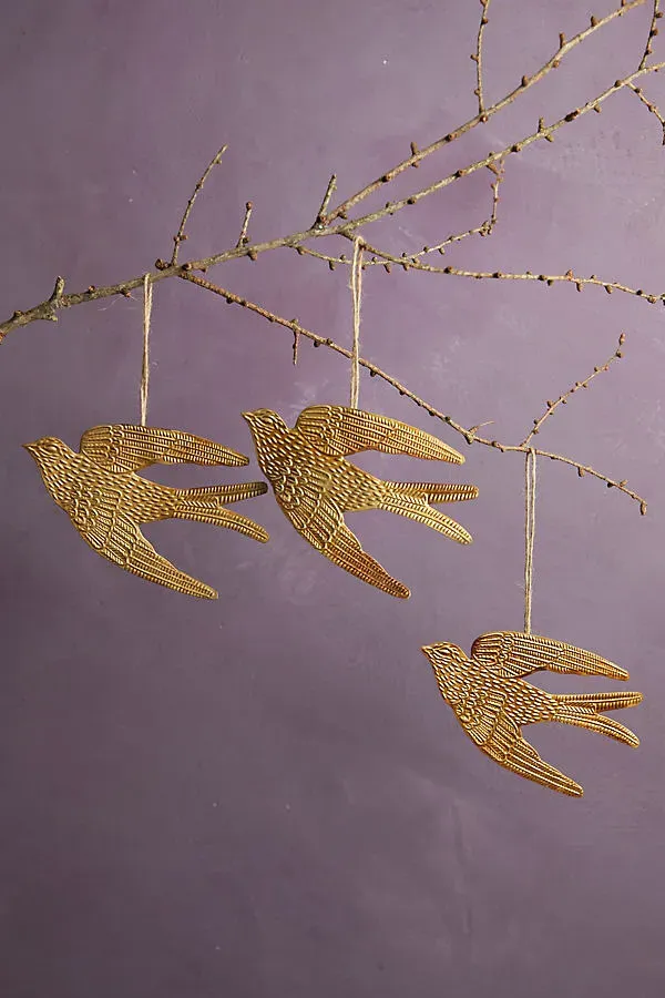Golden Bird Ornaments Set of 3 - Iron by Anthropologie