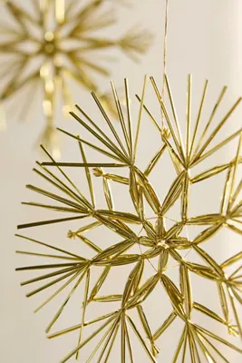 Golden Snowflake Ornaments Set of 18 - Gold, PVC by Anthropologie, alternate view
