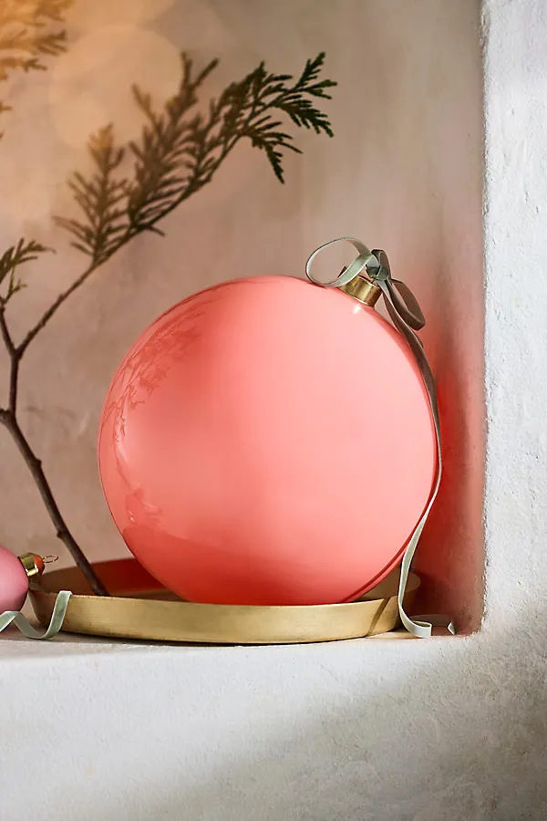 Good Cheer Giant Glass Bauble Ornament - Orange by Anthropologie