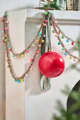 Good Cheer Giant Glass Bauble Ornament - Red by Anthropologie, alternate view