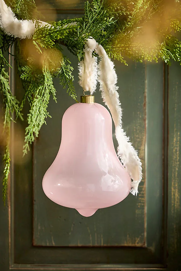 Good Cheer Glass Bell Ornament - Pink by Anthropologie