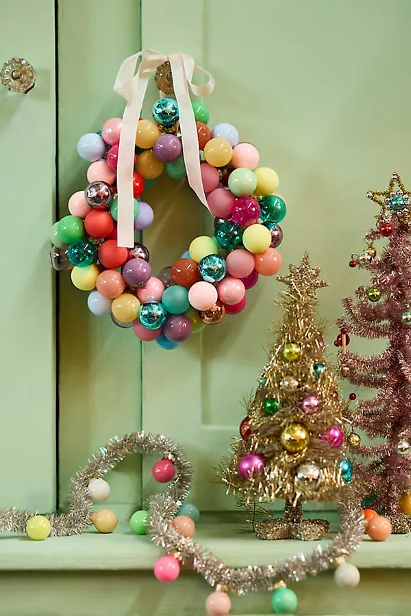 Good Cheer Miniature Bauble Ornament Wreath - Large by Anthropologie, image 2