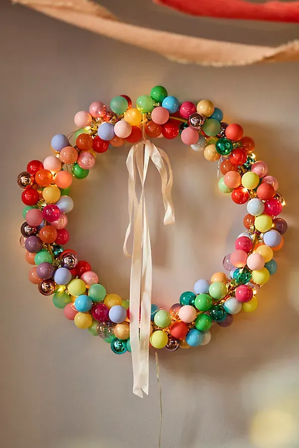 Good Cheer Miniature Bauble Ornament Wreath - Large by Anthropologie