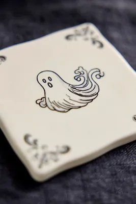 Halloween Delft Stoneware Coasters Set of 4 - White product