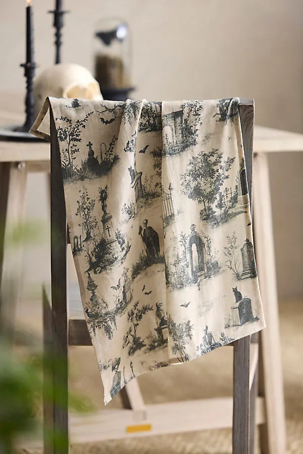 Halloween Toile Linen Dish Towel product