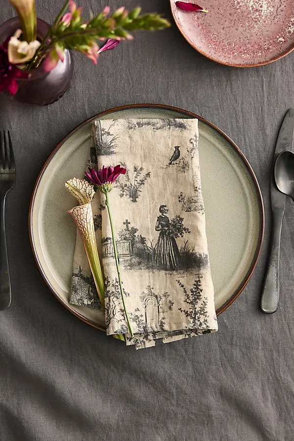 Halloween Toile Linen Napkins Set of 2 product