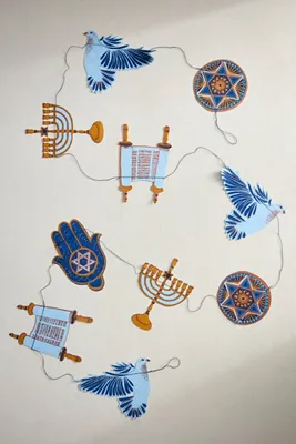 Hanukkah Paper Garland - Blue by Anthropologie, alternate view