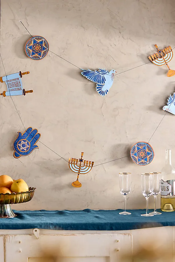 Hanukkah Paper Garland - Blue by Anthropologie