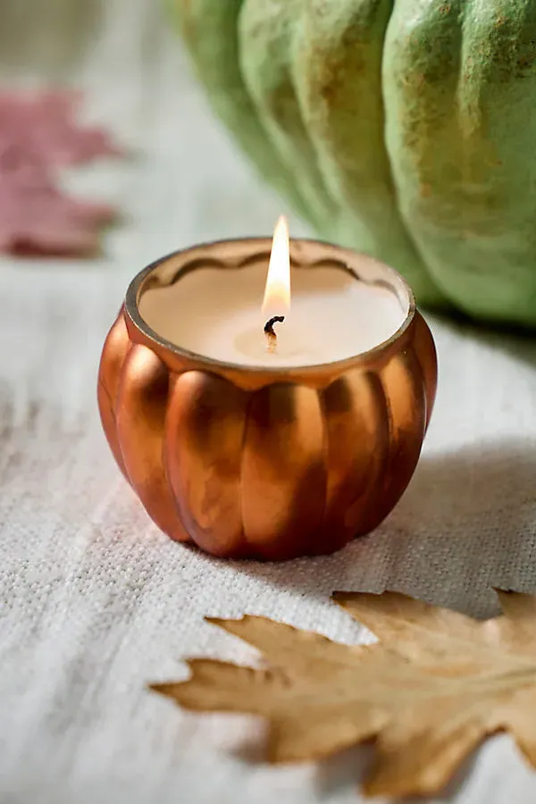 Harvest Festival Pumpkin Candles Set of 3 - Brown, Paraffin Wax product