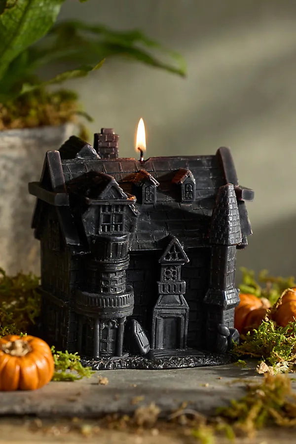 Haunted Mansion Shaped Candle - Black, Wax by Anthropologie