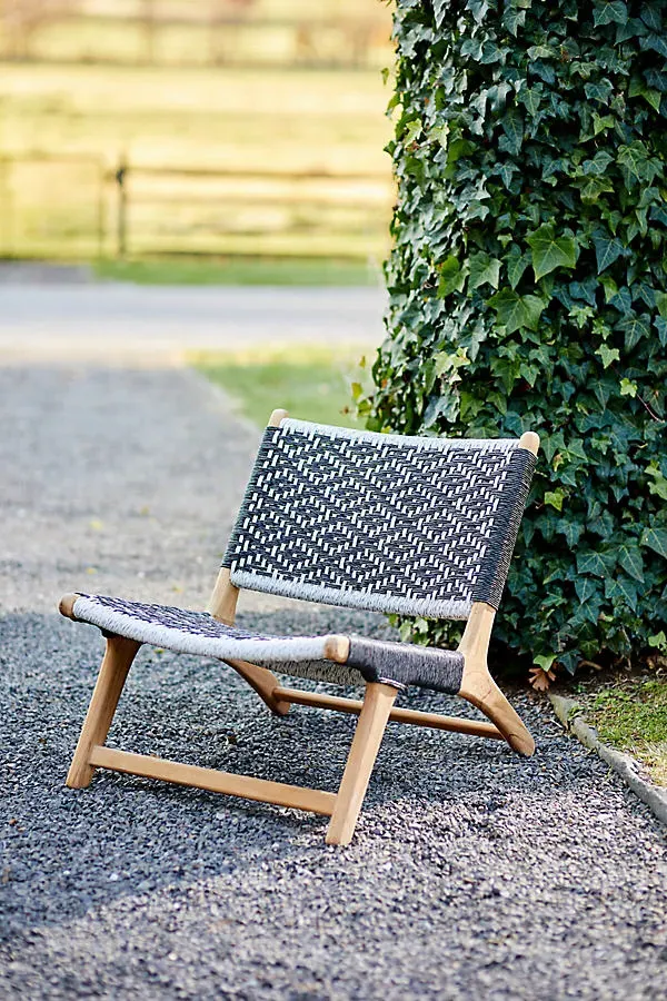 Havana Wicker Armless Chair - Black and White, Synthetic Rattan product