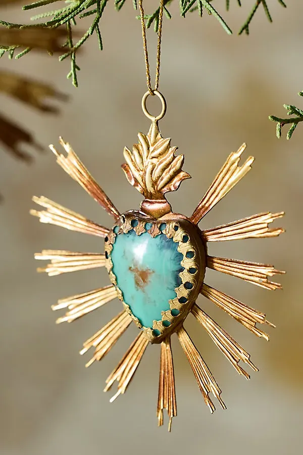 Heart Medallion Ornaments Set of 2 - Blue, Iron by Anthropologie, alternate view