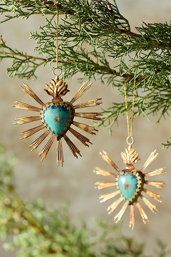 Heart Medallion Ornaments Set of 2 - Blue, Iron by Anthropologie