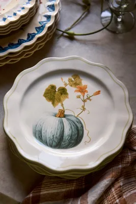 Heirloom Pumpkin Scalloped Plate - Blue, Stoneware by Anthropologie, alternate view