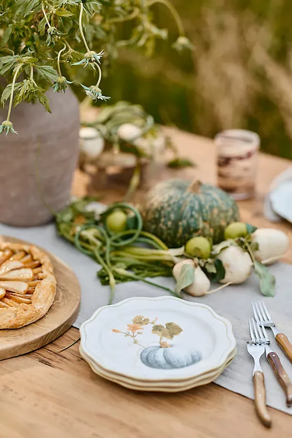 Heirloom Pumpkin Scalloped Plate - Blue, Stoneware by Anthropologie