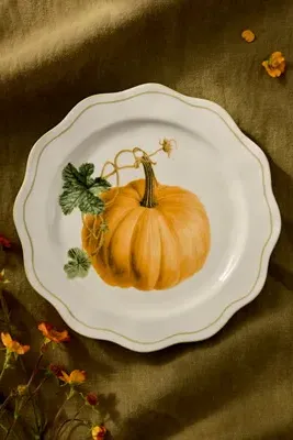 Heirloom Pumpkin Scalloped Plate - Orange, Stoneware by Anthropologie, image 2