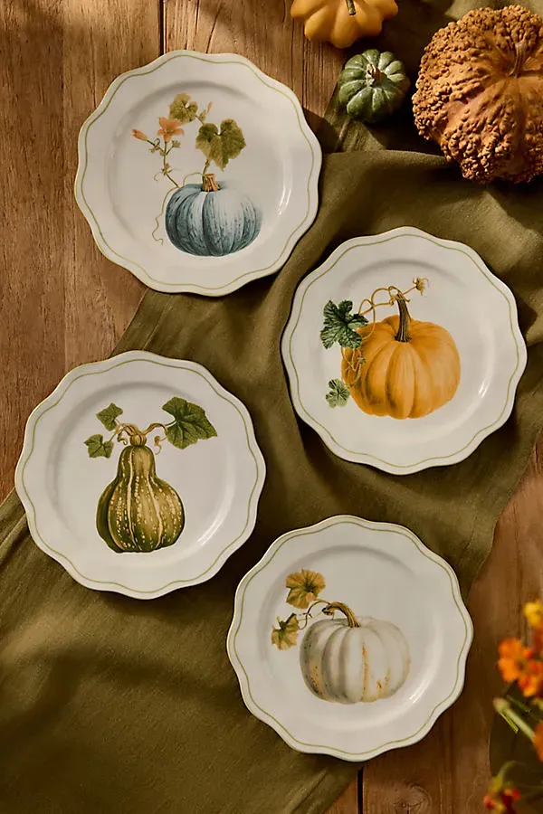 Heirloom Pumpkin Scalloped Plate - Orange, Stoneware by Anthropologie