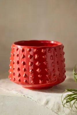 Hobnail Stoneware Planter - Red by Anthropologie, image 2