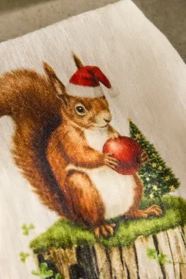 Holiday Chipmunk Dish Towel - Linen by Anthropologie, alternate view