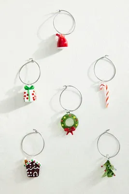 Holiday Icon Wine Charms Set of 6 by Anthropologie, alternate view