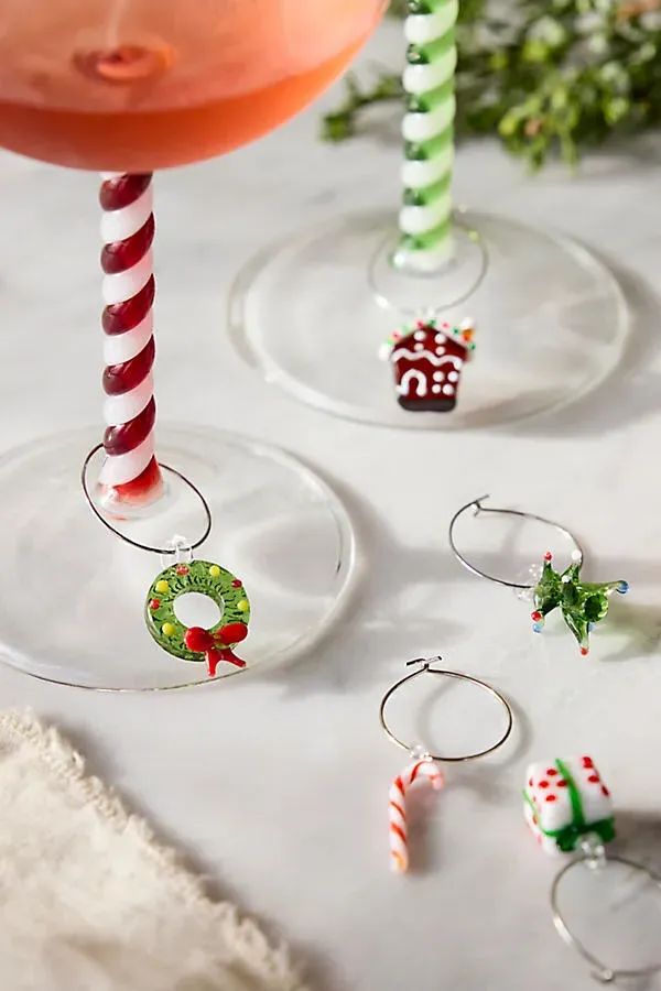 Holiday Icon Wine Charms Set of 6 by Anthropologie