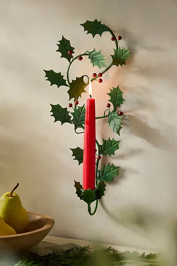 Holly Metal Wall Sconce - Green by Anthropologie