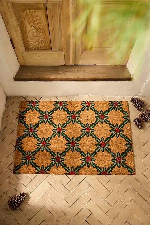 Holly Trellis Large Coir Doormat - Green by Anthropologie