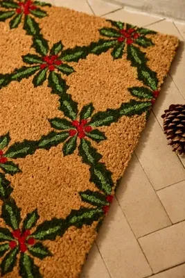Holly Trellis Small Coir Doormat - Green by Anthropologie, alternate view