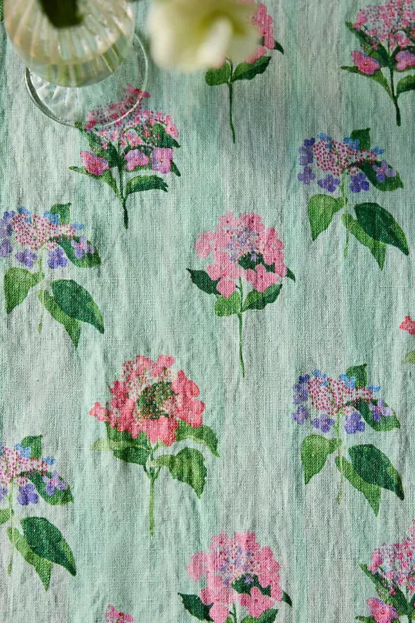 Hydrangea Sage Linen Table Runner - Green product
