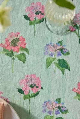 Hydrangea Sage Linen Tablecloth - Green product