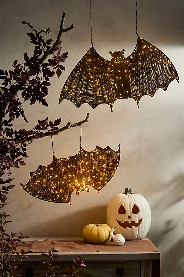Illuminated Vine Bat Large - Black, Rattan by Anthropologie
