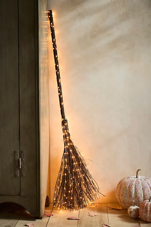 Illuminated Vine Broom with Soft Twinkle LED Lights by Anthropologie