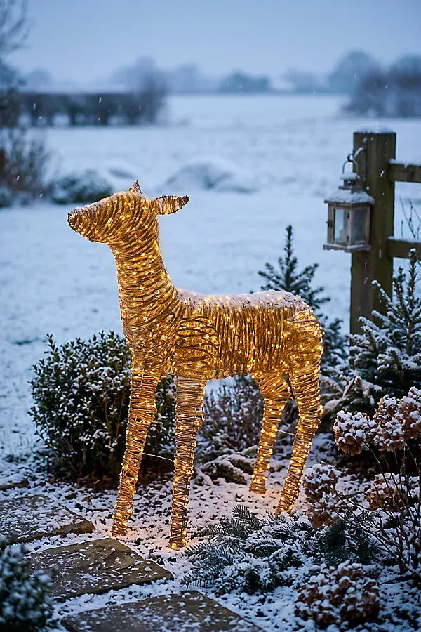 Illuminated Vine Reindeer Calf - Synthetic Rattan by Anthropologie