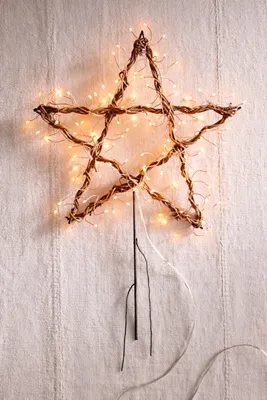 Illuminated Vine Star Tree Topper - Rattan by Anthropologie, alternate view