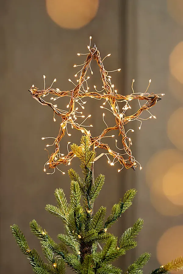 Illuminated Vine Star Tree Topper - Rattan by Anthropologie