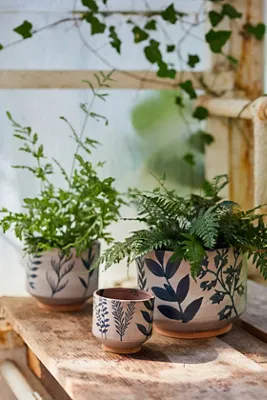 Indigo Floral Footed Ceramic Planter - Indigo product