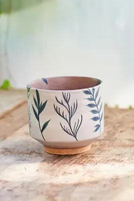 Indigo Floral Footed Planter - Blue, Ceramic product