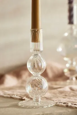 Iridescent Geo Glass Candlestick - Clear, Borosilicate Glass by Anthropologie, alternate view