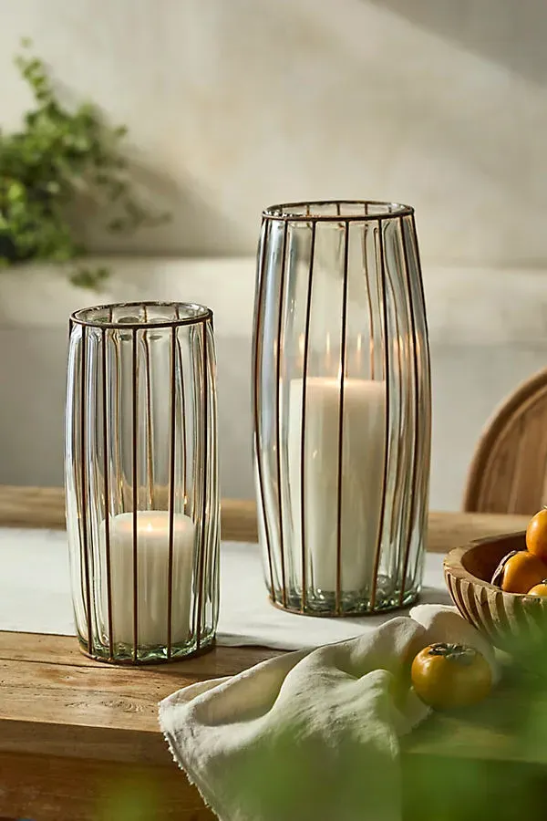 Iron Caged Glass Hurricane Large - Clear by Anthropologie