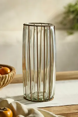 Iron Caged Glass Hurricane Small - Clear by Anthropologie, alternate view