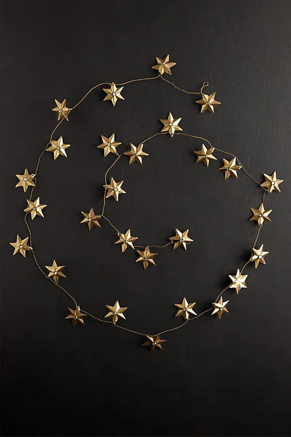 Iron Celestial Star Garland - Iron, Glass by Anthropologie