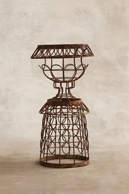 Iron Wire Collared Plant Stand - Aged Iron product