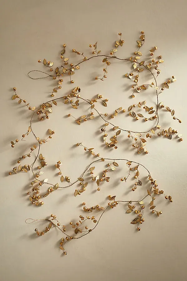 Jingle Bell Leaf Garland - Gilded, Iron by Anthropologie