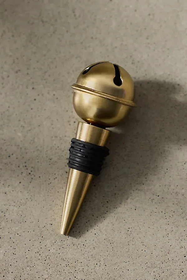 Jingle Bell Wine Stopper - Gold by Anthropologie, alternate view