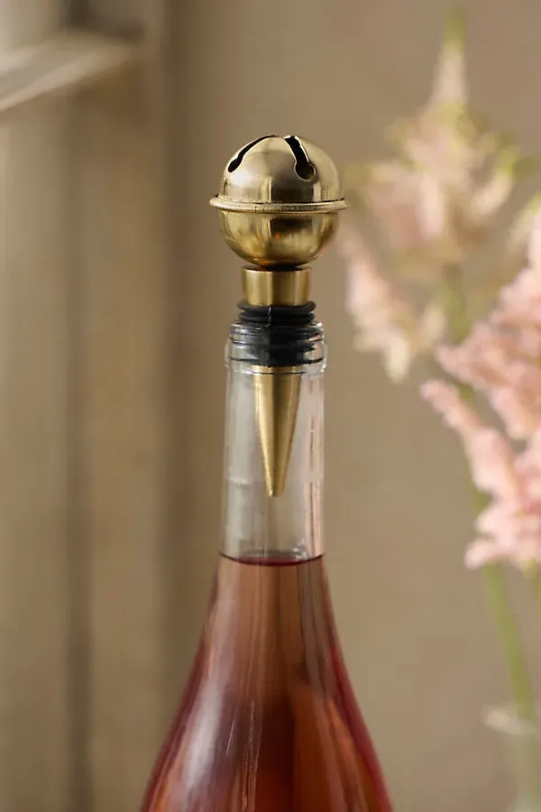 Jingle Bell Wine Stopper - Gold by Anthropologie